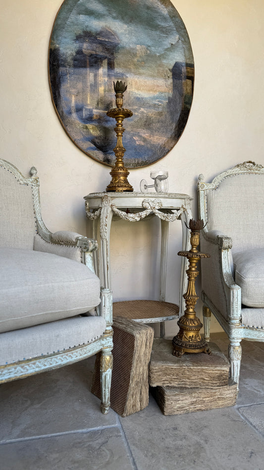 Antique Pair of Linen Chairs 19th c found in France