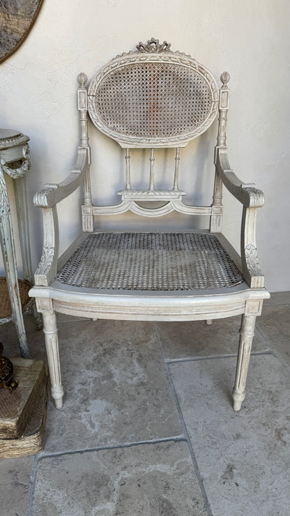 Antique 19th c. French Louis XVI Style Cane Chairs (pair)