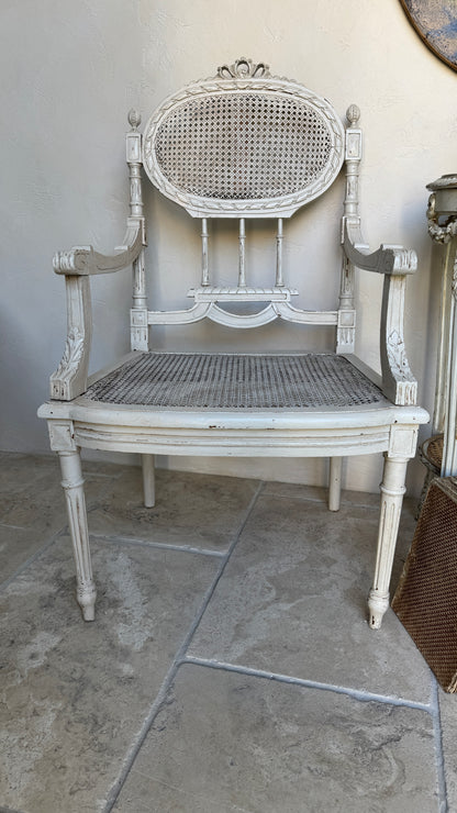 Antique 19th c. French Louis XVI Style Cane Chairs (pair)