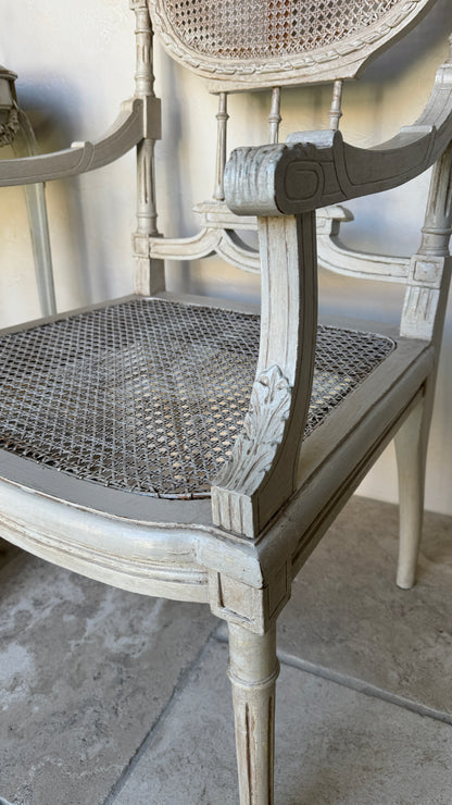 Antique 19th c. French Louis XVI Style Cane Chairs (pair)