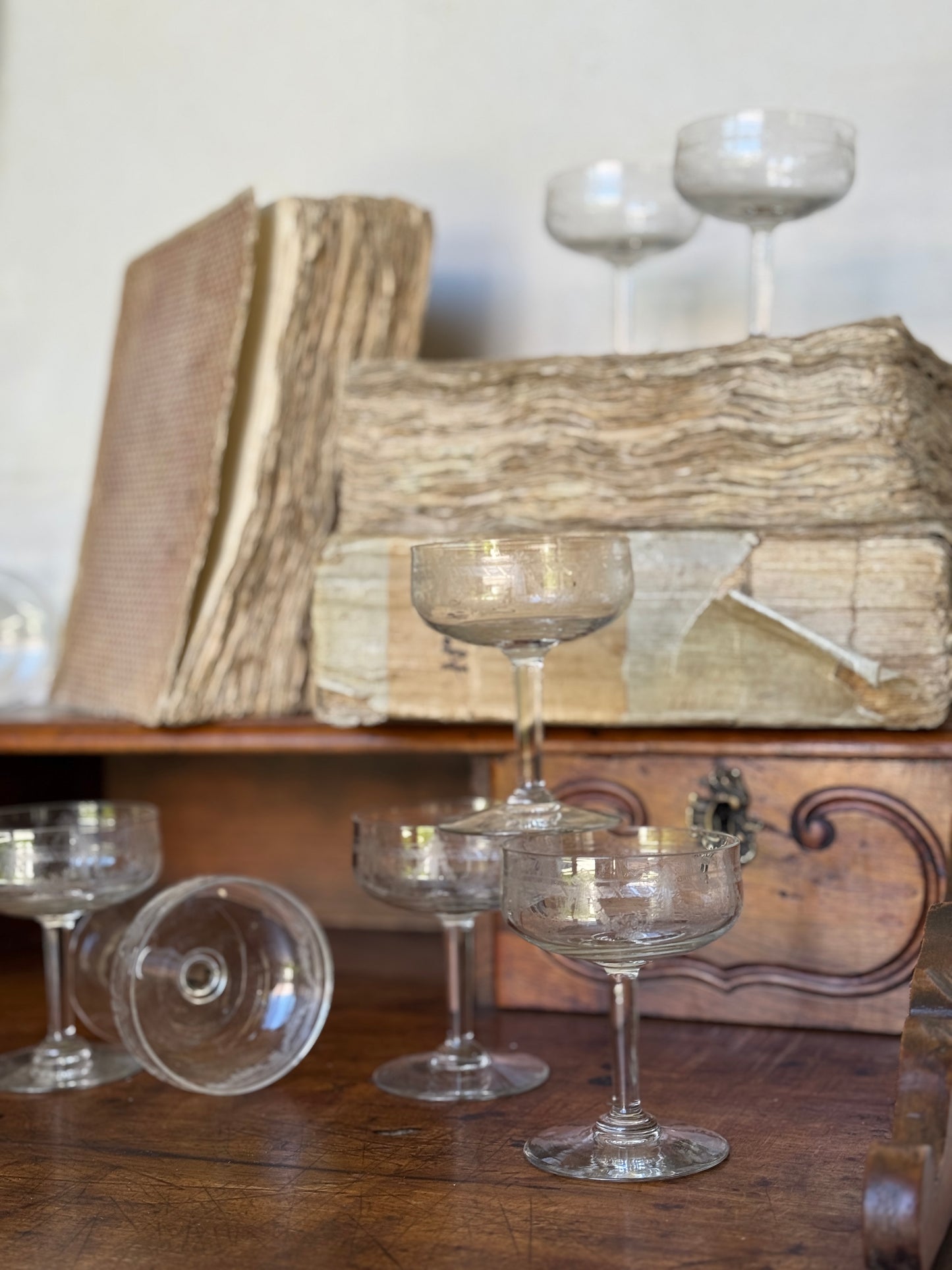 Antique French Coupe Glasses found in France (set of 11)