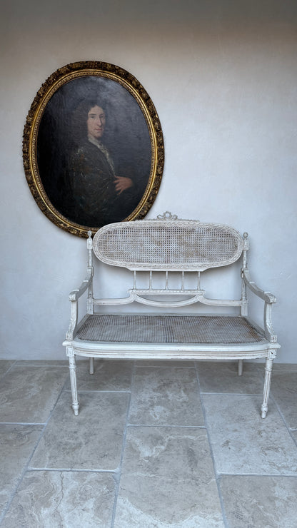 Antique 19th c. French Louis XVI Style Cane Bench