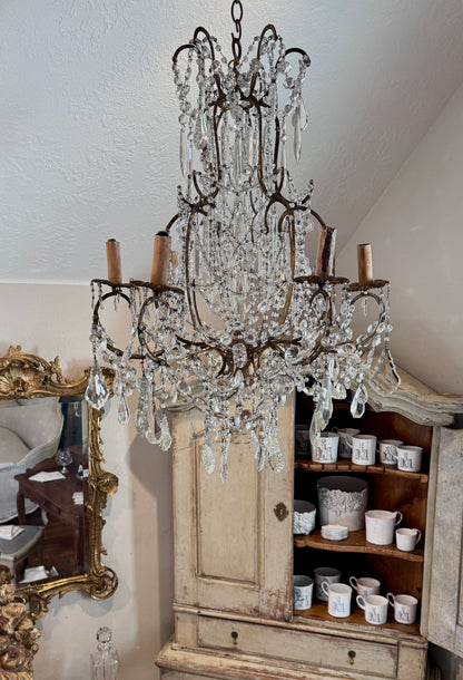 Antique 19th c. French Louis XV Style Crystal Chandelier - Small