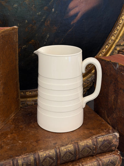 Antique 20th c. English Edwardian Ironstone Banded Dairy Jug - Large