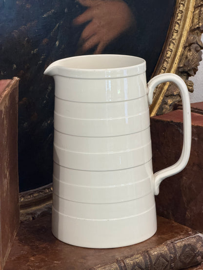 Antique 20th c. English Edwardian Ironstone Banded Dairy Jug - Extra Large