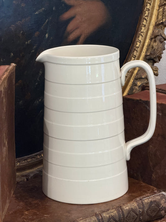 Antique 20th c. English Edwardian Ironstone Banded Dairy Jug - Extra Large