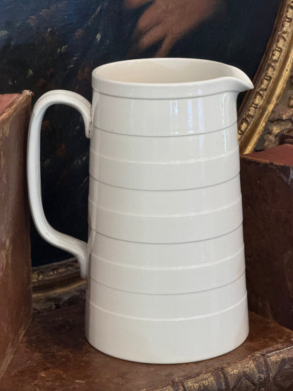 Antique 20th c. English Edwardian Ironstone Banded Dairy Jug - Extra Large
