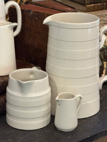 Antique 20th c. English Edwardian Ironstone Banded Dairy Jug - Medium