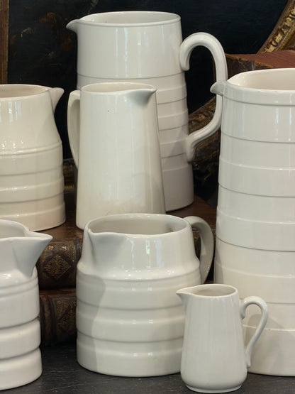 Antique 20th c. English Edwardian Ironstone Banded Dairy Jug - Medium