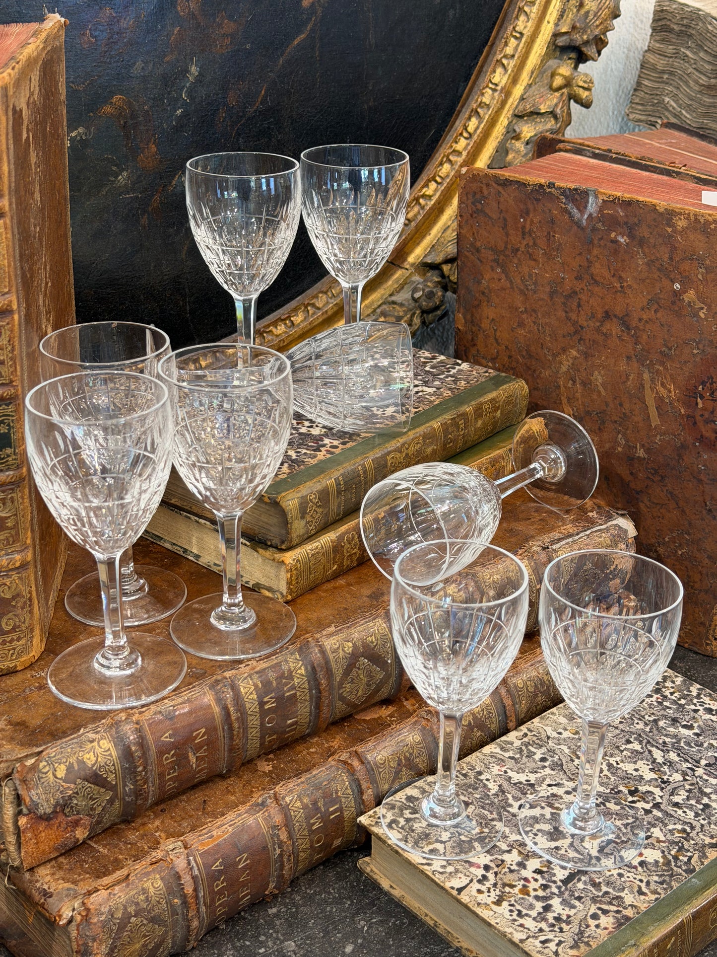 Vintage 20th c. French Crystal Aperitif Glasses (set of 9)