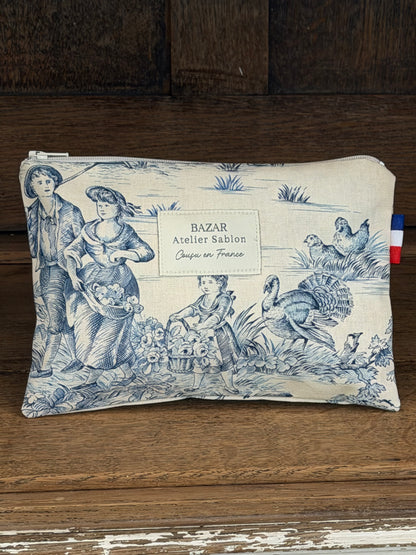Pochette Plate - Jouy de Fruits - Bleue