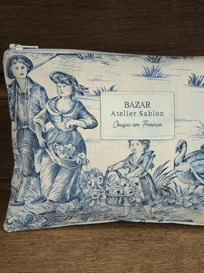 Pochette Plate - Jouy de Fruits - Bleue