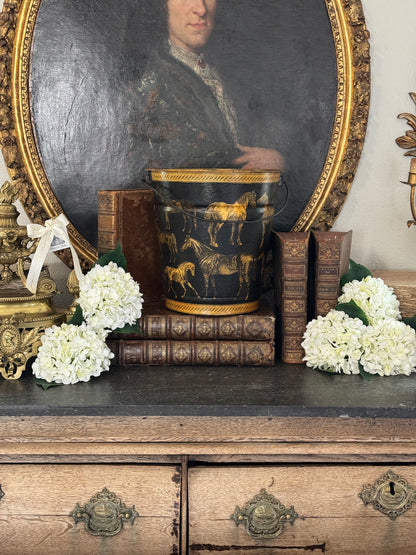 Vintage 20th c. English Decoupage Horse Bucket