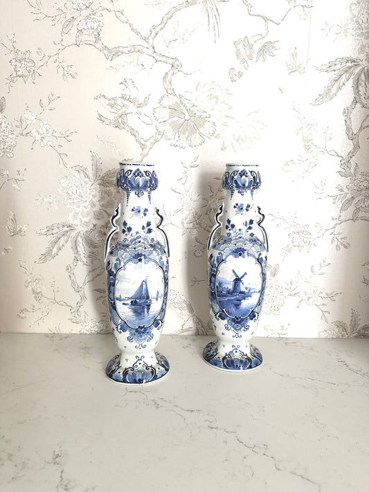 Antique 20th c. Delft Vases (pair)