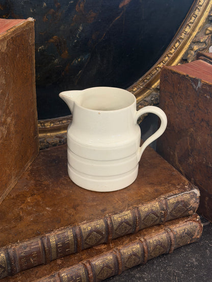 Antique 20th c. English Edwardian Ironstone Banded Dairy Jug - Medium