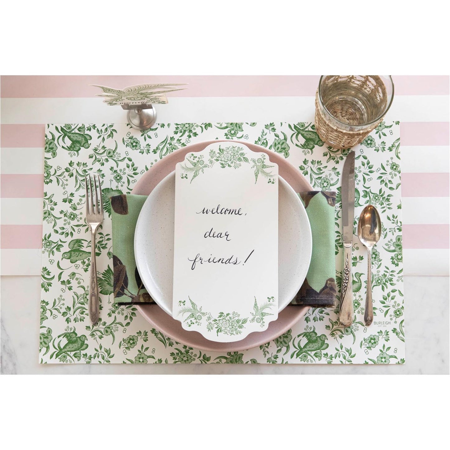 Table Cards - Asiatic Pheasants Green (pack of 12)