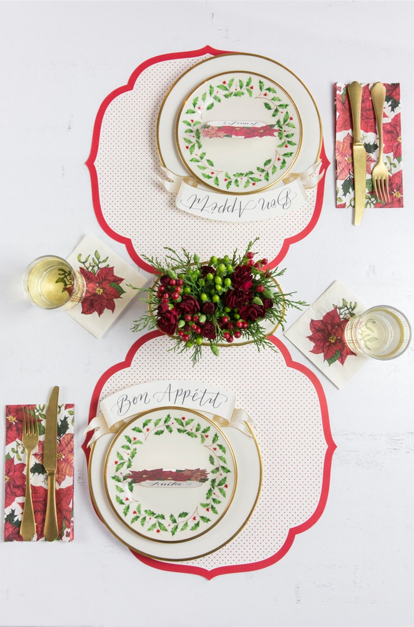 Paper Guest Napkins - Poinsettia