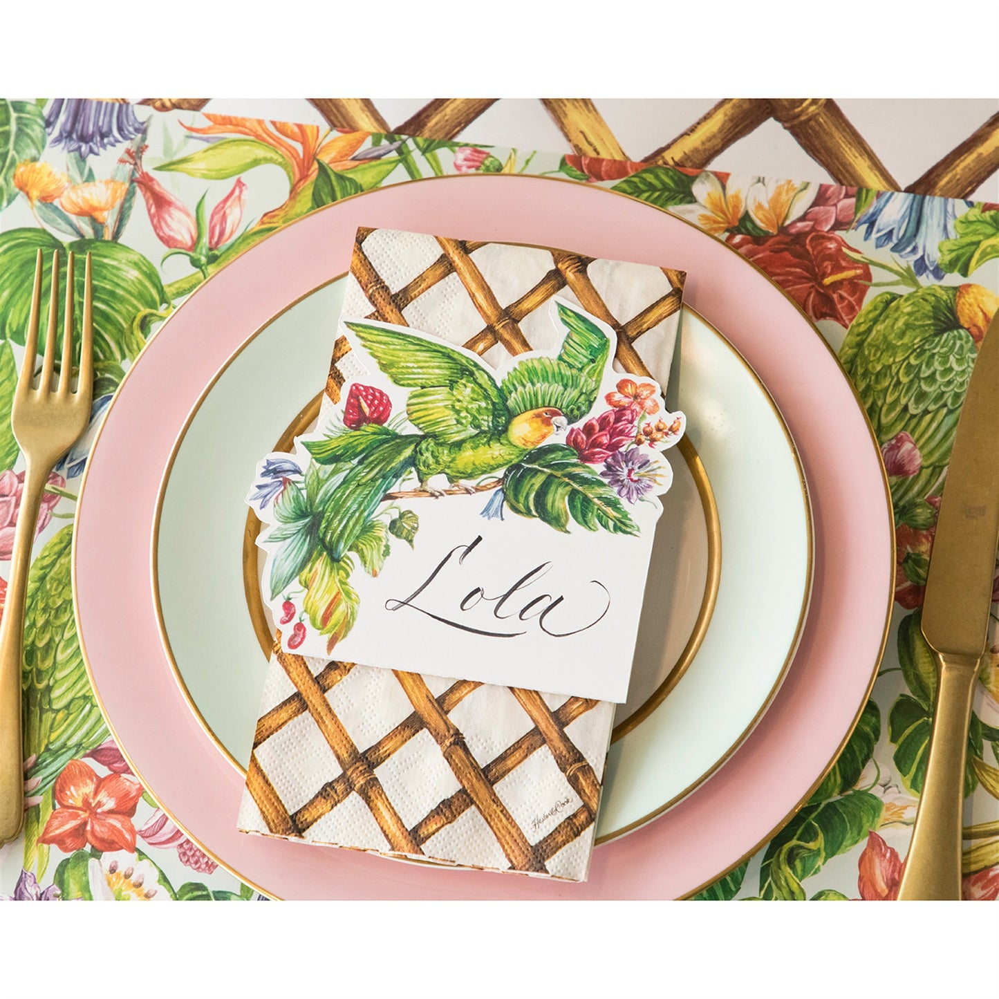 Paper Guest Napkins - Bamboo Lattice