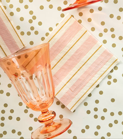 Paper Cocktail Napkins - Pink & Gold Awning