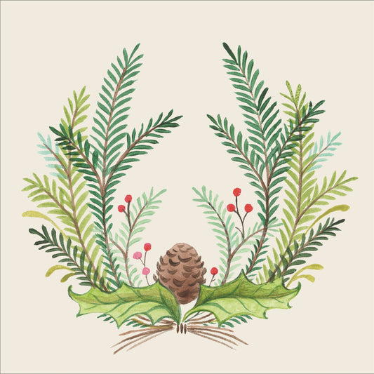 Paper Cocktail Napkins - Christmas Sprigs