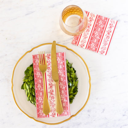 Paper Cocktail Napkins - Red Burleigh Stripe