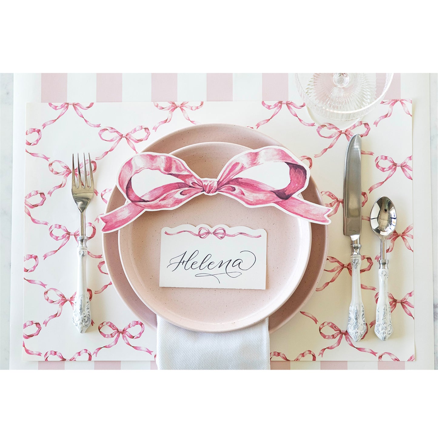Paper Placemats - Pink Bow Lattice (24 sheets)