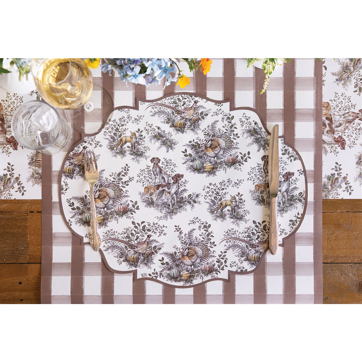 Paper Placemats - Harvest Toile Frame (die-cut)