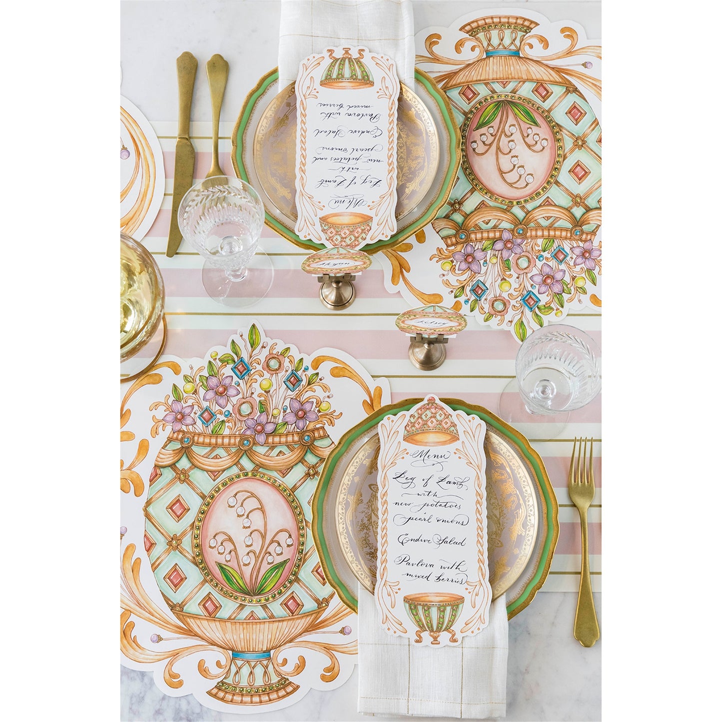Paper Runner - Pink & Gold Awning Stripe