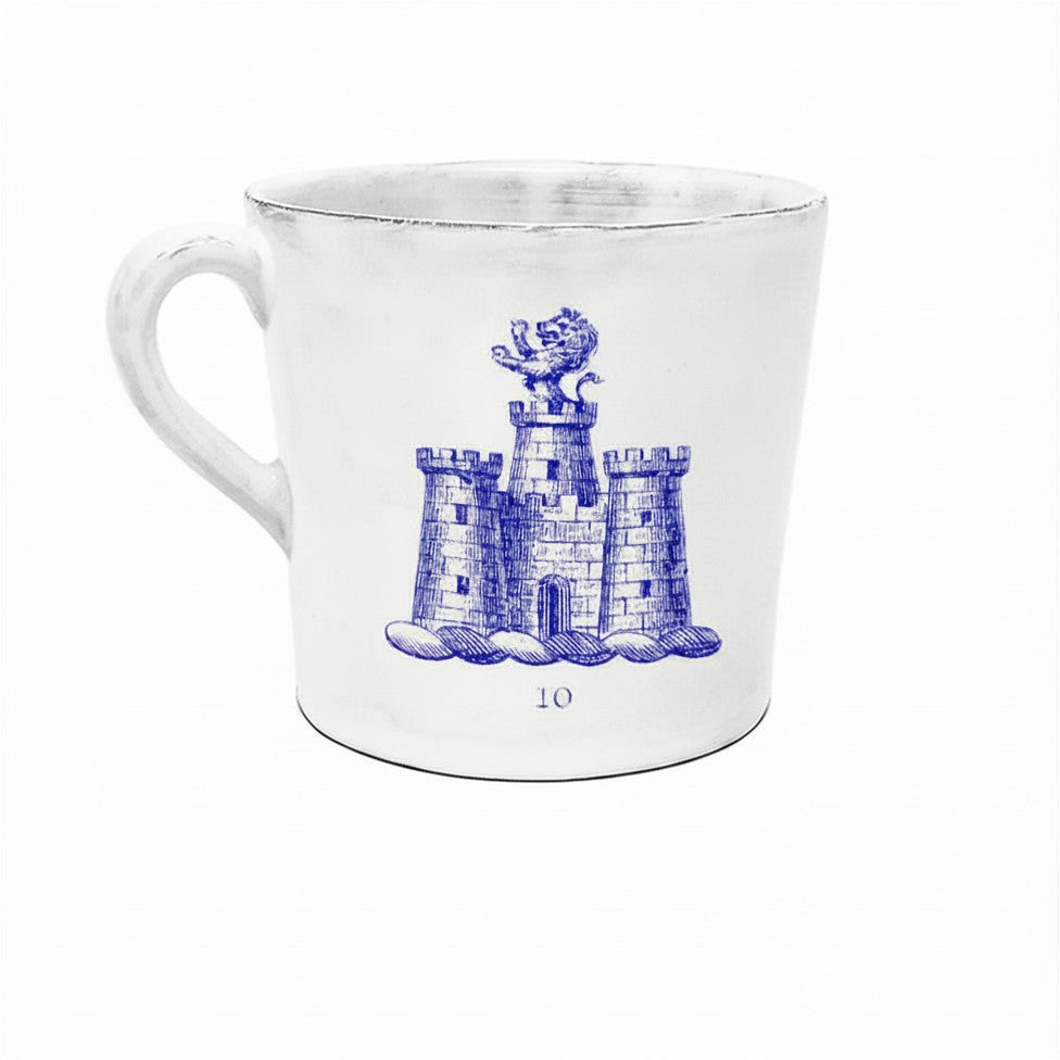 Illustrated Mug with Handle - Lion Chateau Bleu Medium