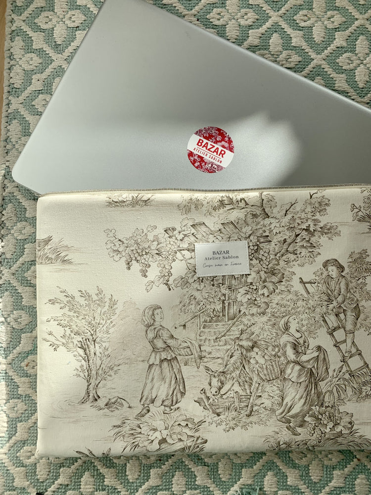 Pochette Ordinateur - Jouy de Fruits - Moka 14"