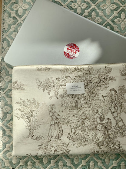 Pochette Ordinateur - Jouy de Fruits - Moka 14"