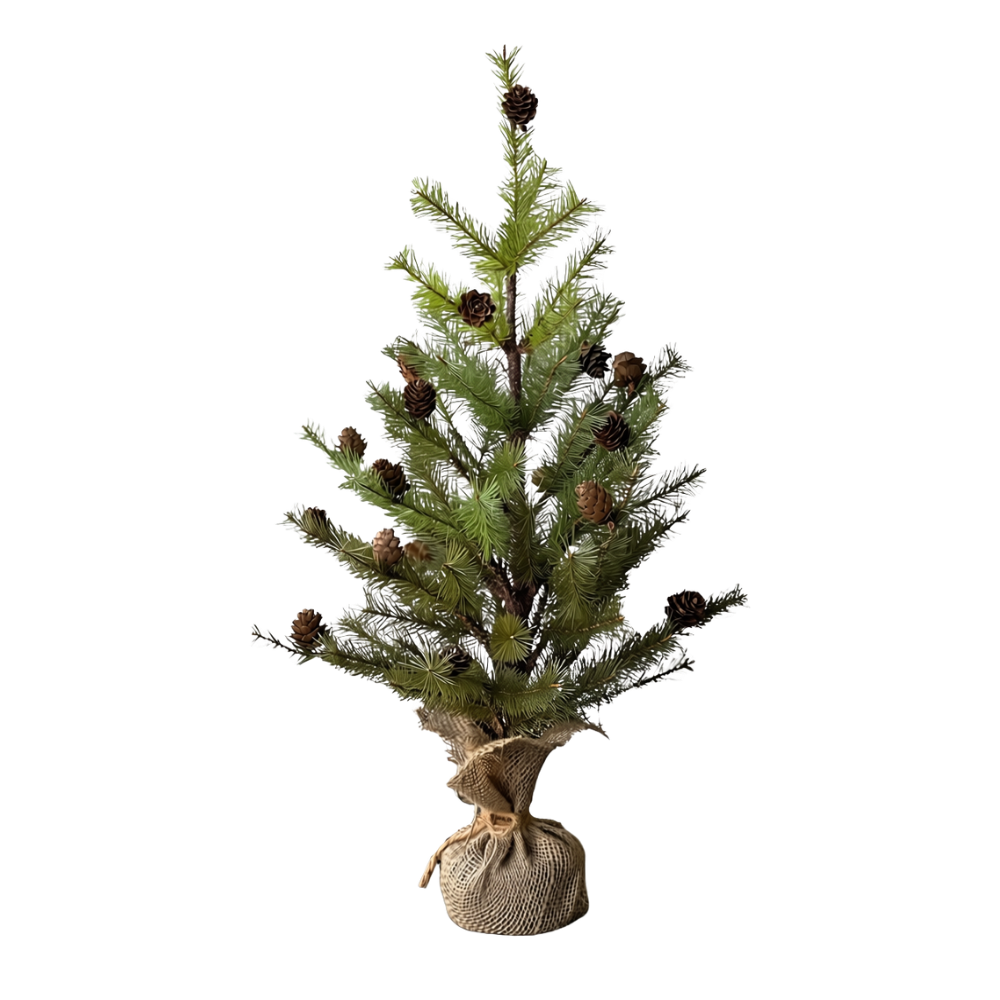 Tree - w/Pine Cones and Burlap 24"