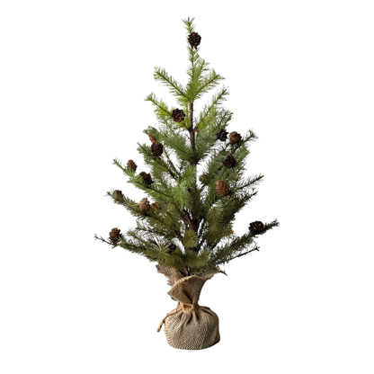 Tree - w/Pine Cones and Burlap 24"