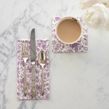 Paper Cocktail Napkins - Regal Peacock Lilac