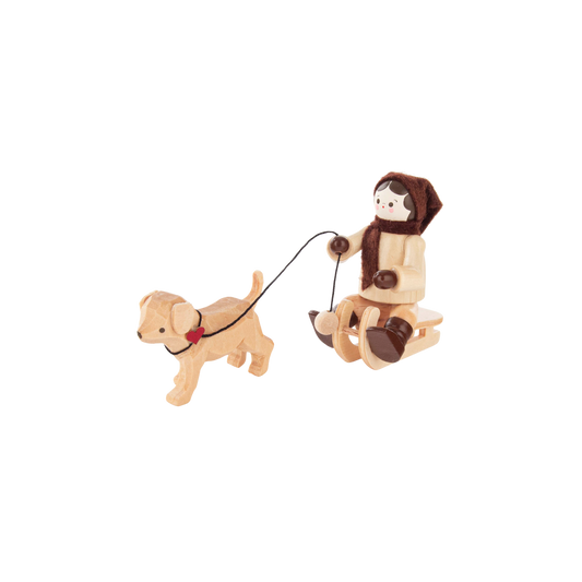 Girl with Dog on Sled