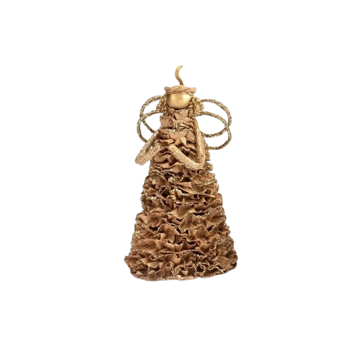 Ornament - Angel - Ruffled Paper with Layered Dress 6"