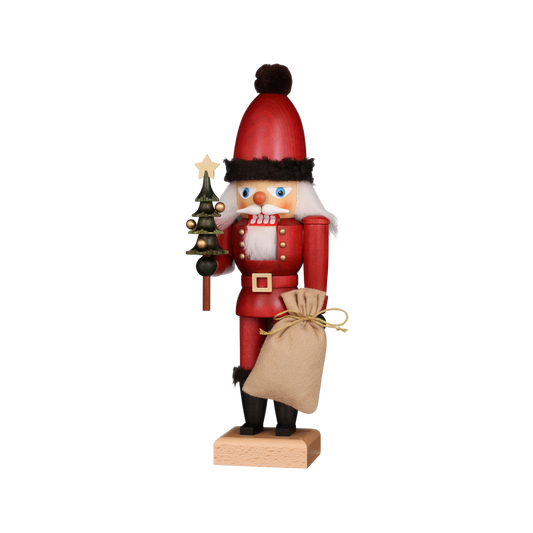 Nutcracker Small - Santa Red with Christmas Tree and Sack