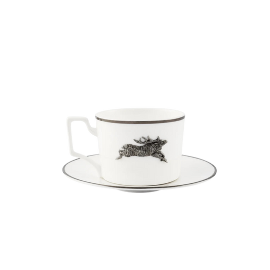 Tea Cup & Saucer - Running Elk Bone China