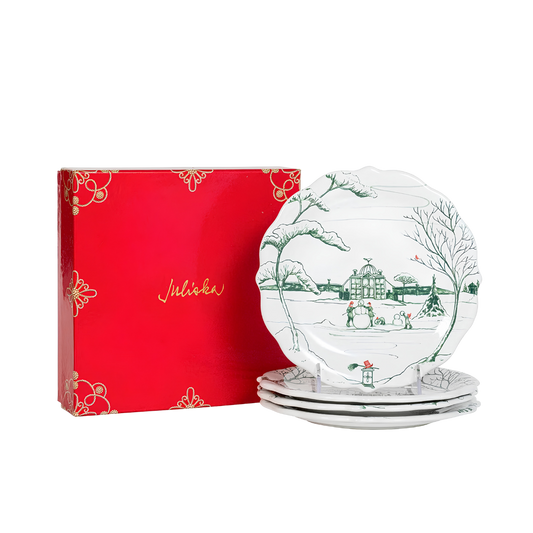Country Estate Evergreen - Winter Frolic Party Plates (set of 4)