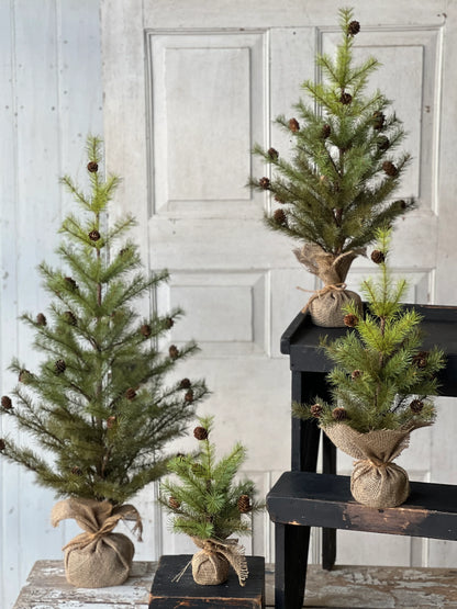 Tree - w/Pine Cones and Burlap 24"