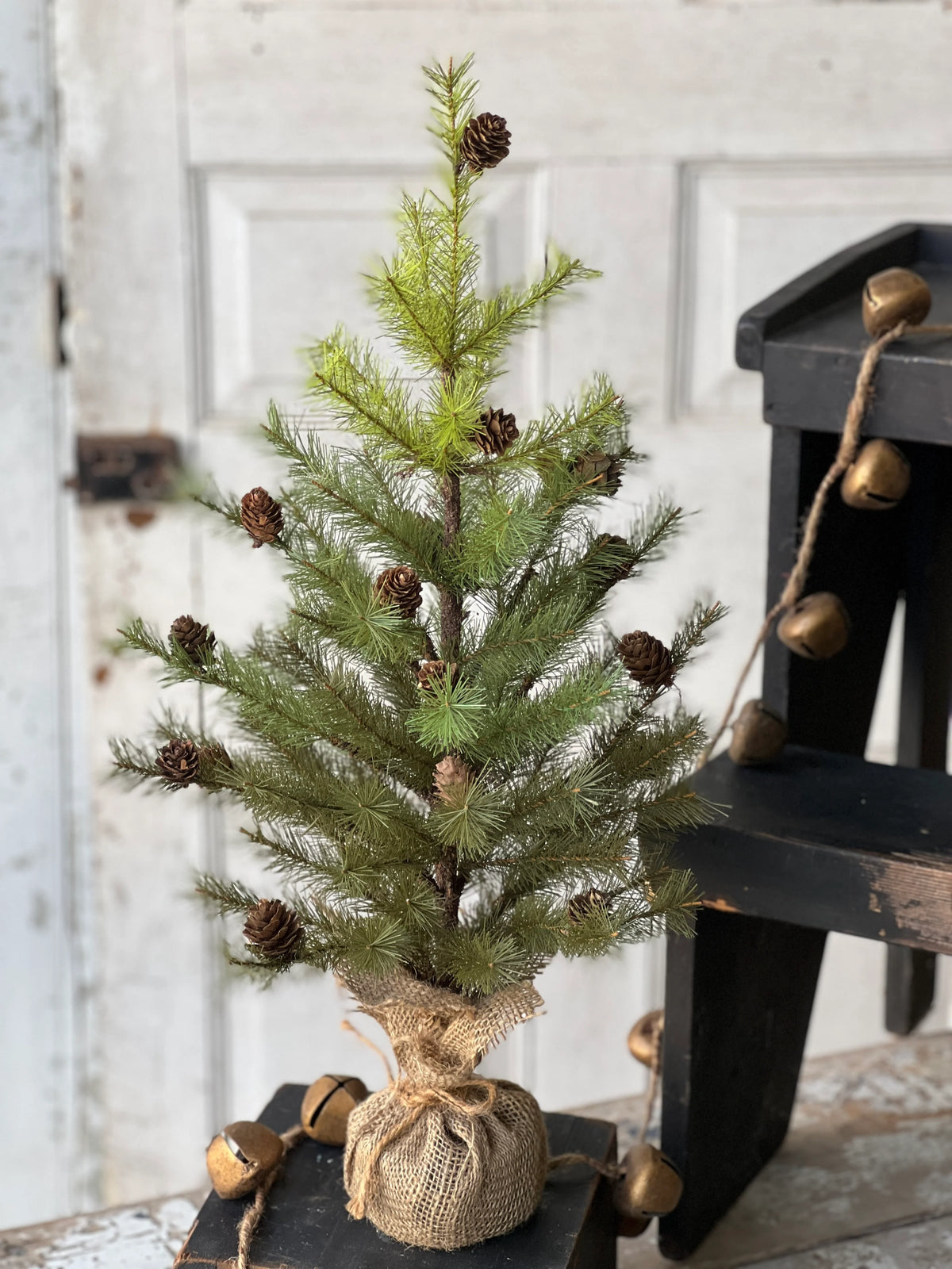 Tree - w/Pine Cones and Burlap 24"