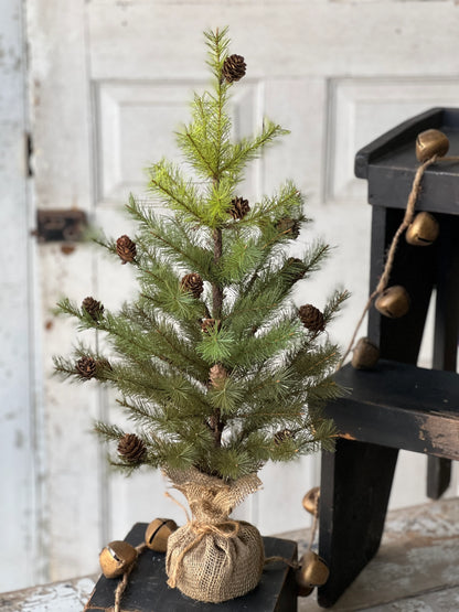 Tree - w/Pine Cones and Burlap 24"