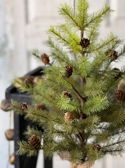 Tree - w/Pine Cones and Burlap 24"