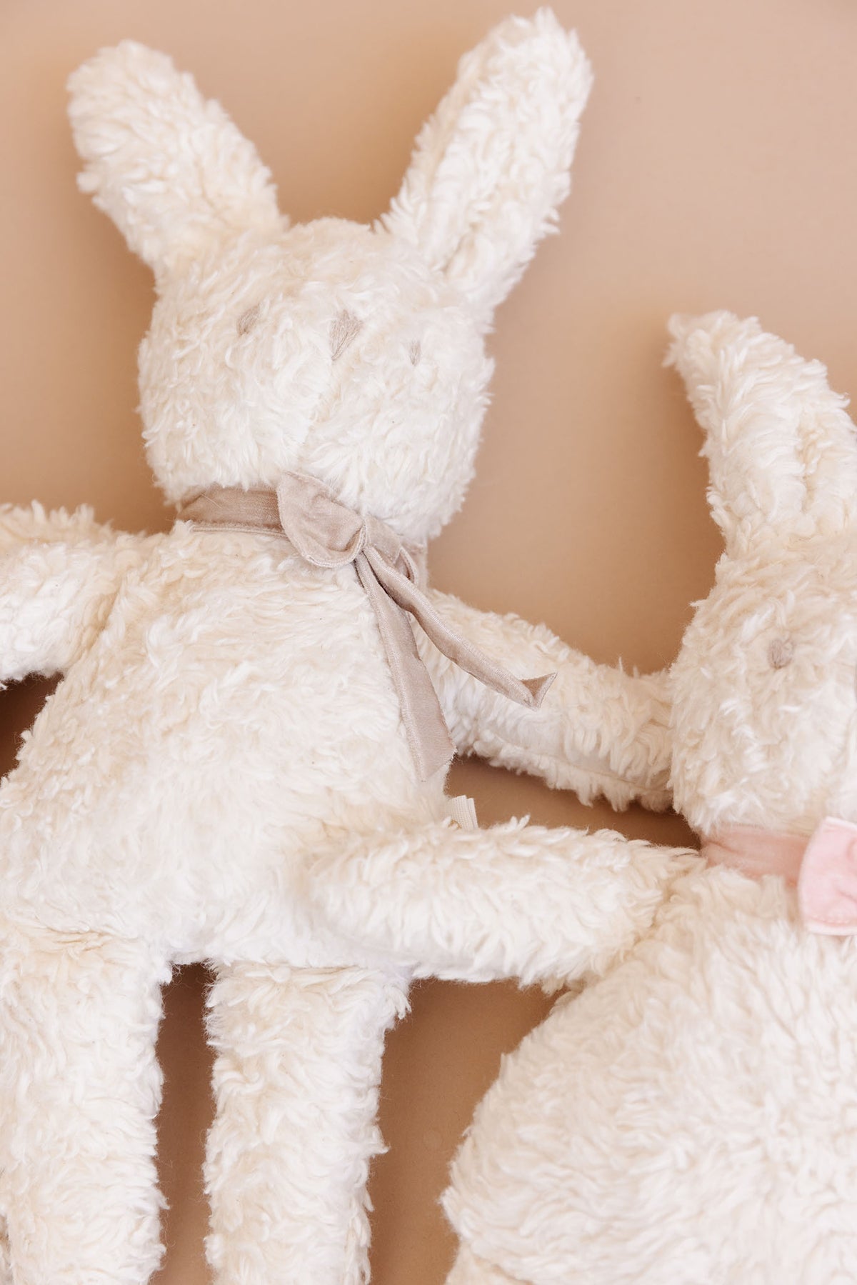 Sherpa Bunny with Velvet Bow - Beige