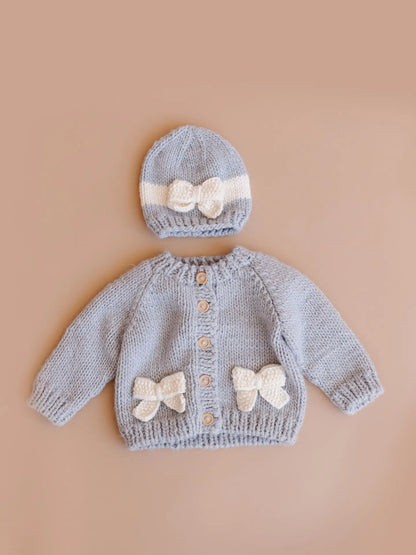 Baby Cardigan Sweater - Bow Bowie Grey
