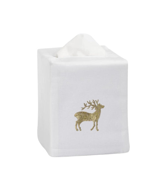 Tissue Box Cover - Reindeer Gold