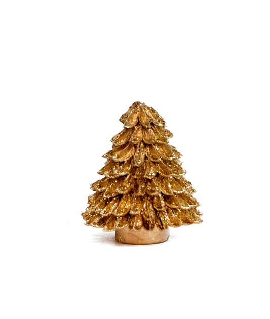 Ornament- Banaba Cone Tree Gold 3.5"