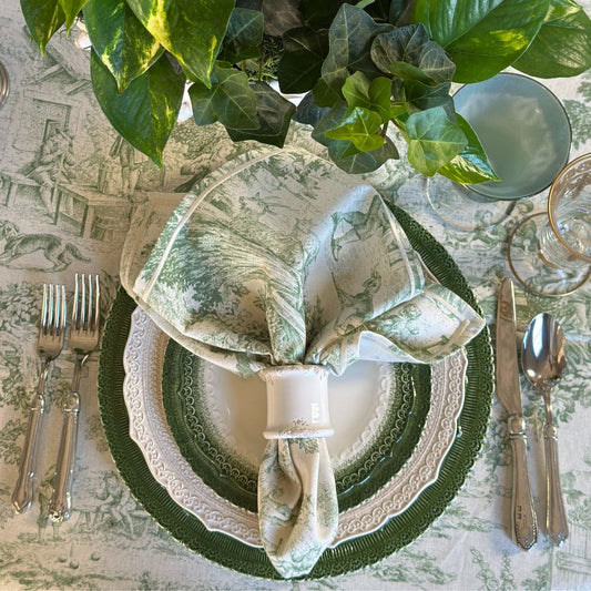 Napkin Large - Green Toile