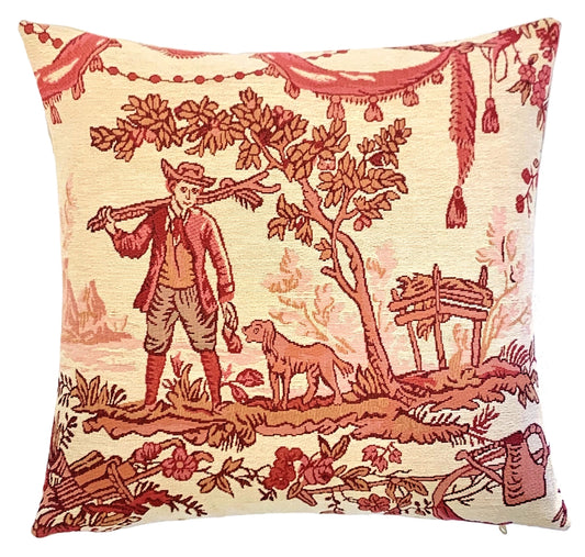Pillow - Toile de Jouy Hunter and Dog