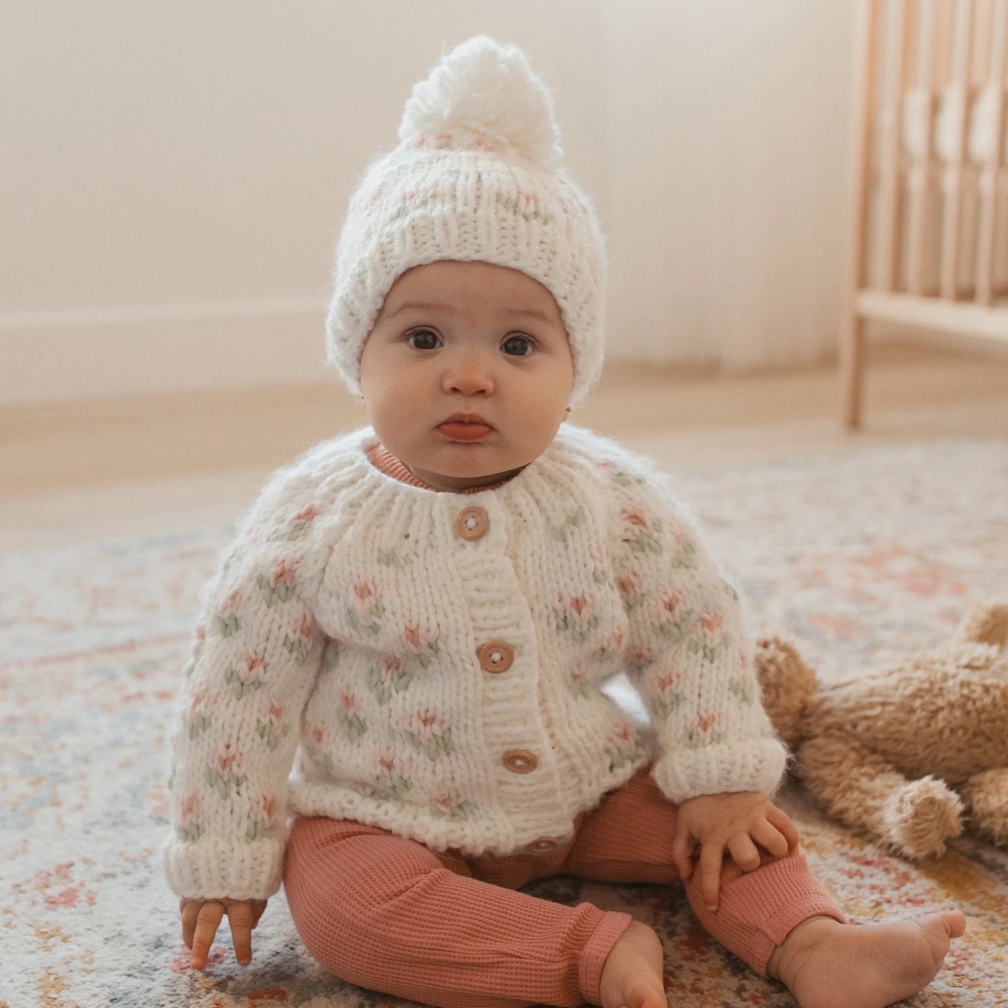 Baby Cardigan Sweater - Bitty Blooms Blush